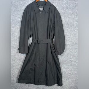 VTG Christian Dior Monsieur Men 42L‎ Black Rain Stain Repellent Belt Trench Coat